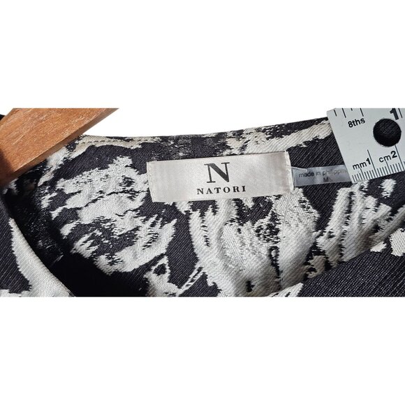 Natori Womens Medium Floral Jacquard Jacket  Black White KN9028 - Picture 7 of 11